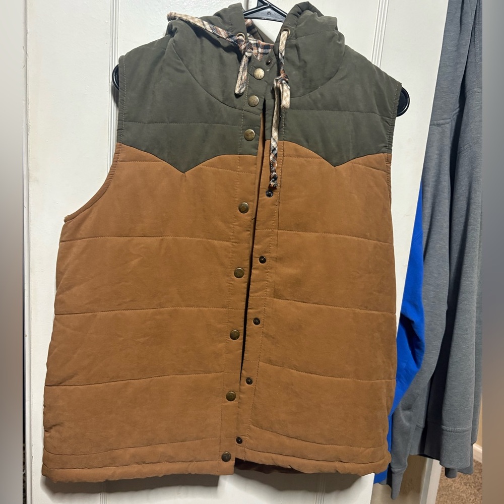Hem & Thread Olive and Tan Plaid Vest